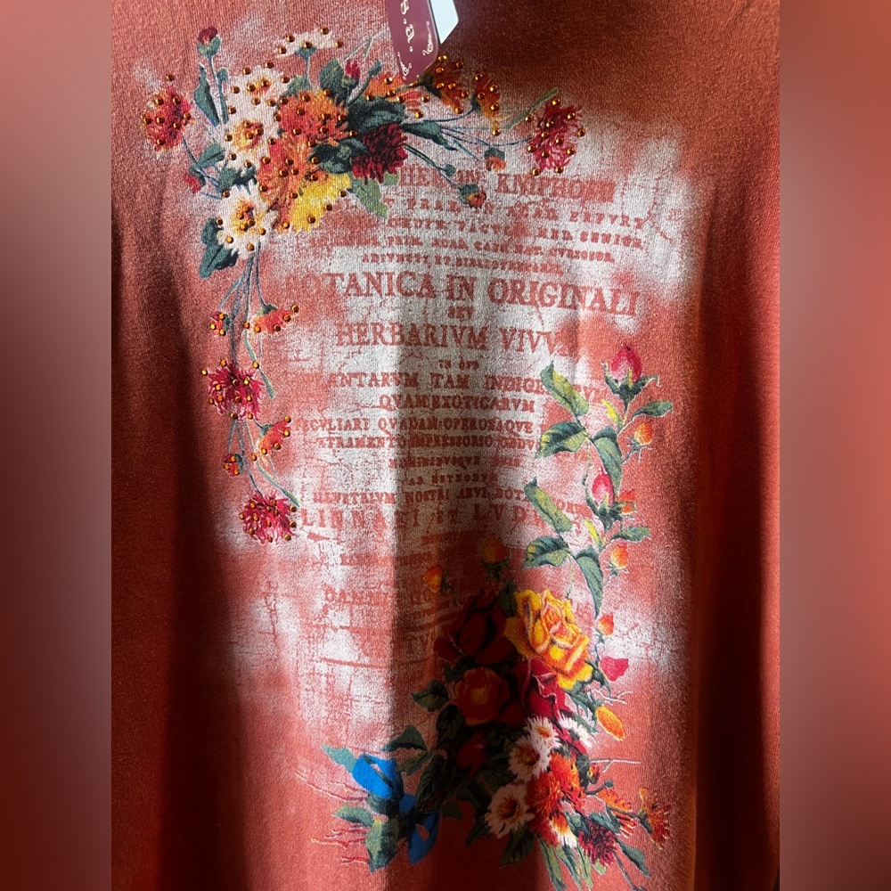 Floral Print Women's Top - Rust - Picture 4 of 4